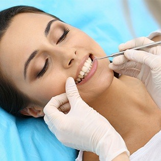 Woman during dental exam