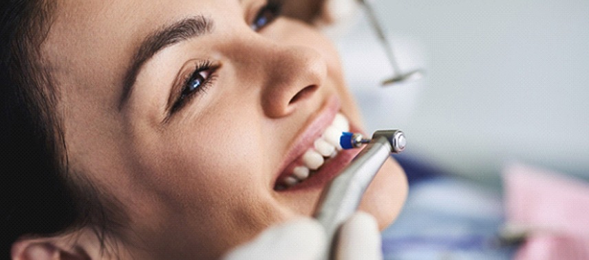 An up-close view of a person undergoing a dental checkup in Tappan