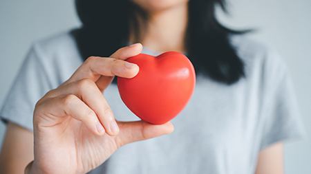 Person holding a foam heart