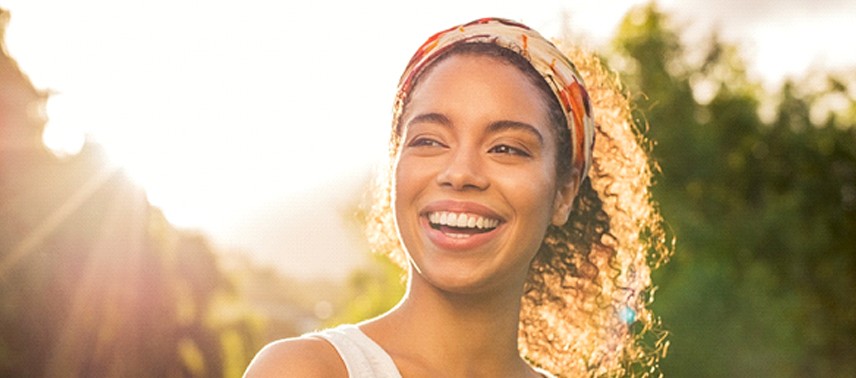 A woman smiling 