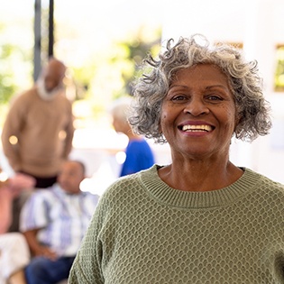 Older woman smiling and happy