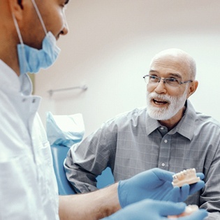 Patient talking to dentist